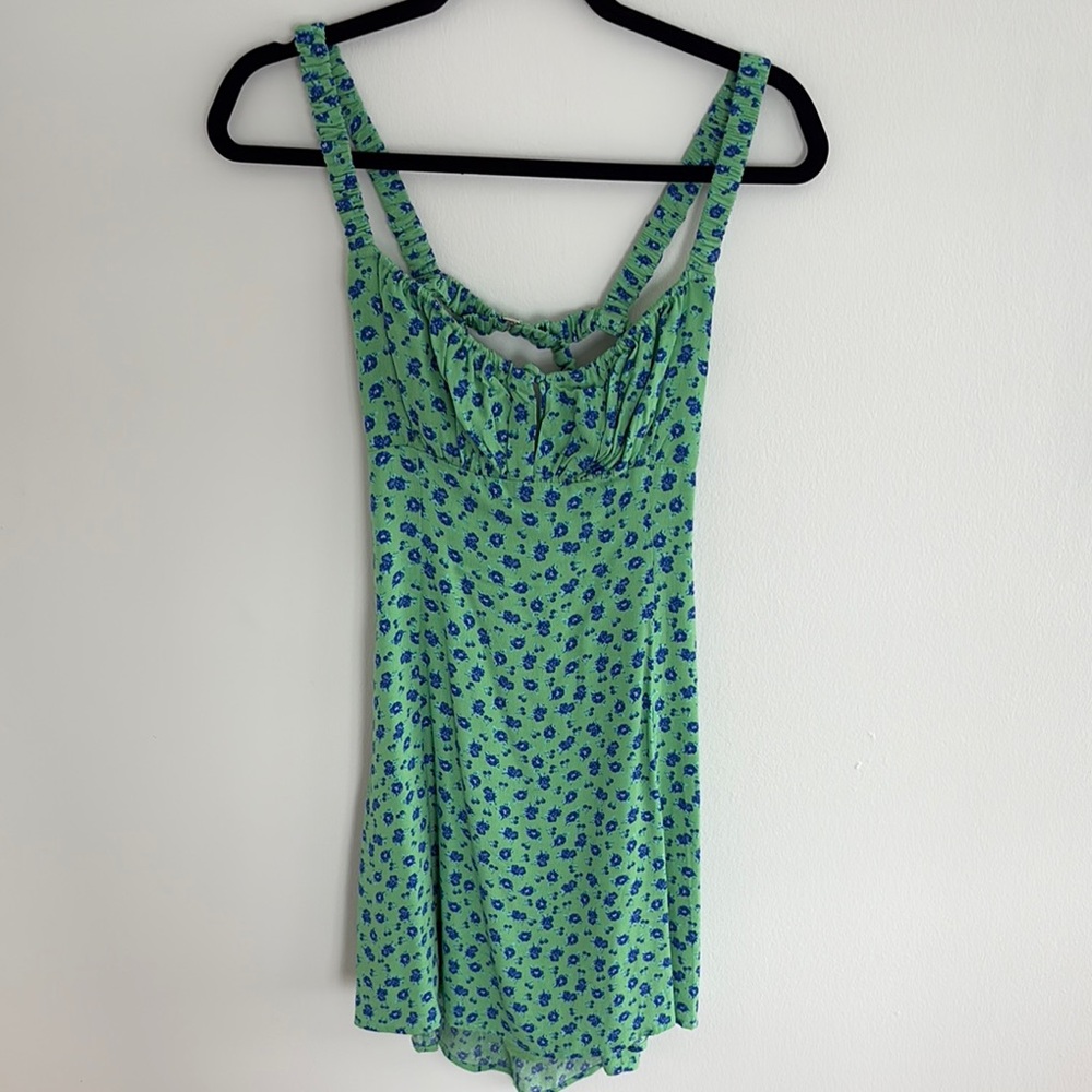 Astr Green and Blue Floral Dress
